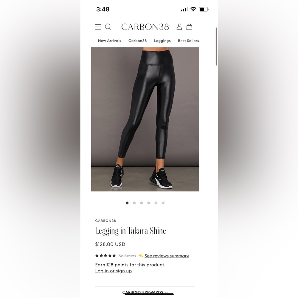 Carbon38 Leggings in Takara Shine, black. Size S.
